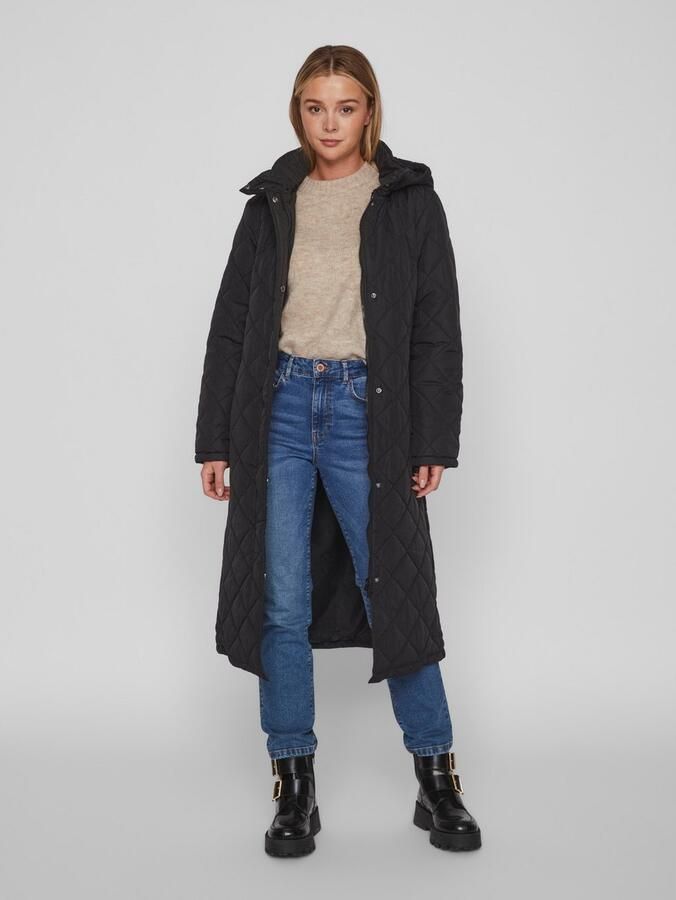 Vila Gewatteerde lange jas met afneembare capuchon model 'KANTE' - Foto 4