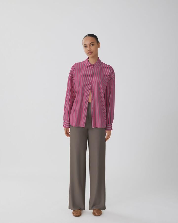 VILA wide leg high waist casual broek taupe