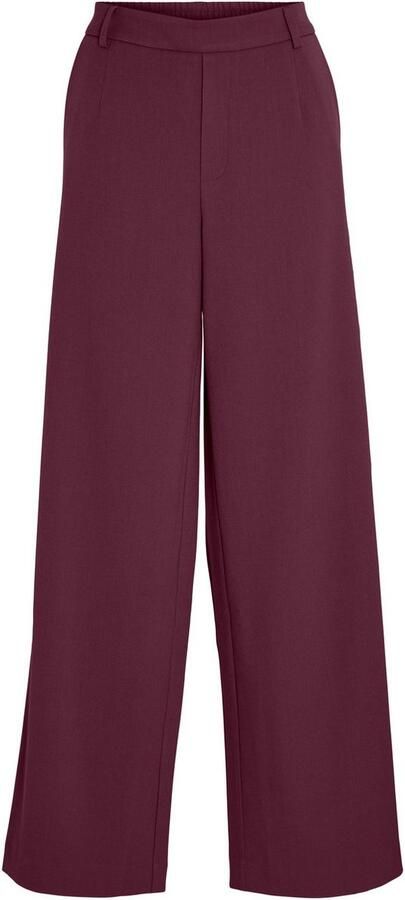 VILA wide leg high waist casual broek donkerrood - Foto 4
