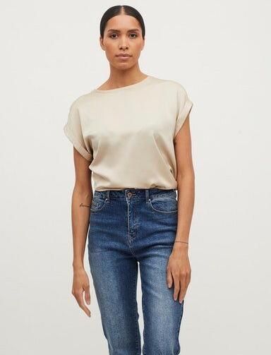 Vila Shirt met korte mouwen VIELLETTE S S SATIN TOP NOOS - Foto 5