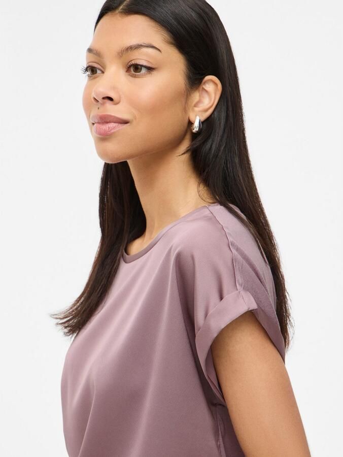 Vila Blouseshirt van satijn met ronde hals model 'ELLETTE' - Foto 4