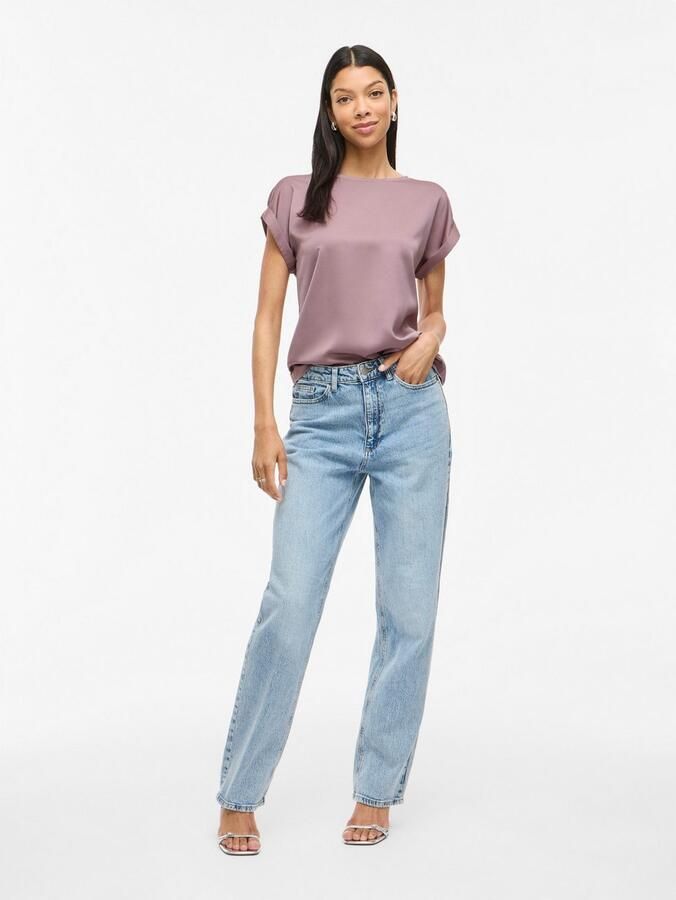 Vila Blouseshirt van satijn met ronde hals model 'ELLETTE' - Foto 5