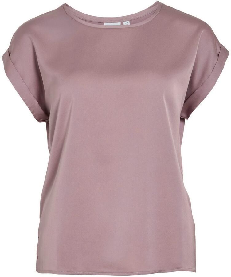 Vila Blouseshirt van satijn met ronde hals model 'ELLETTE'