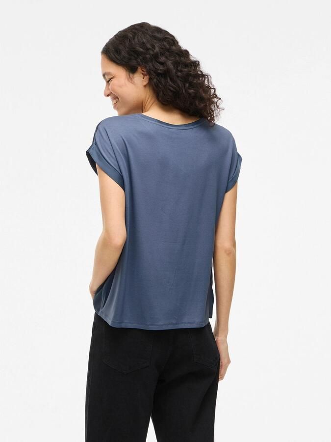 Vila Blouseshirt van satijn met ronde hals model 'ELLETTE' - Foto 4