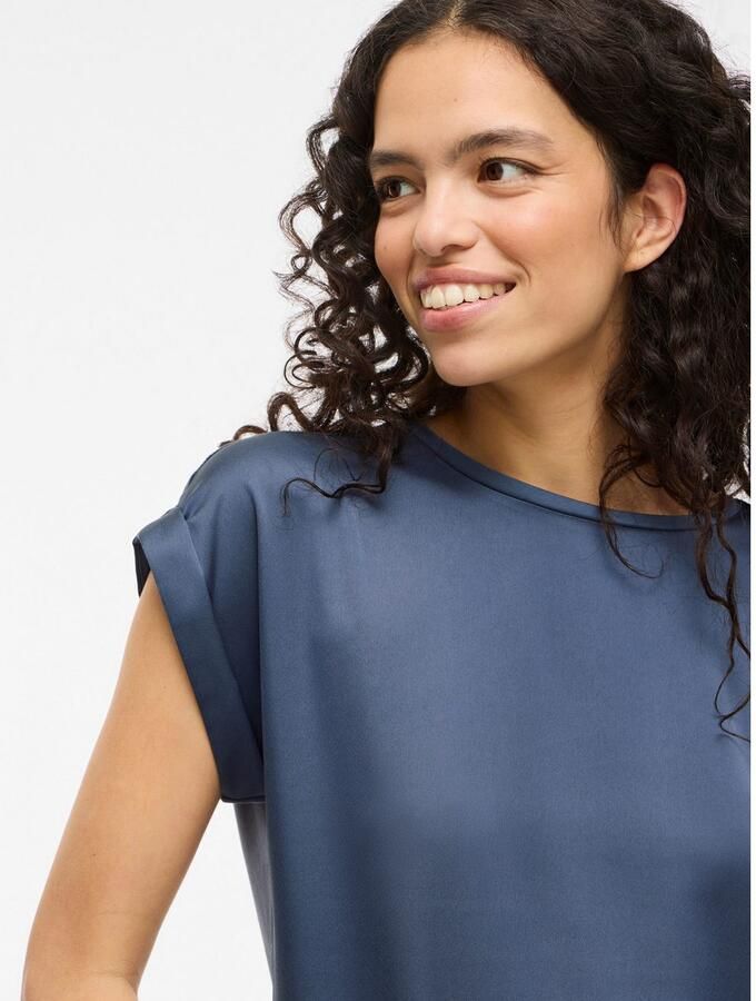 Vila Blouseshirt van satijn met ronde hals model 'ELLETTE' - Foto 2