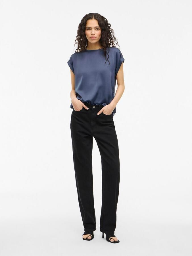 Vila Blouseshirt van satijn met ronde hals model 'ELLETTE' - Foto 3