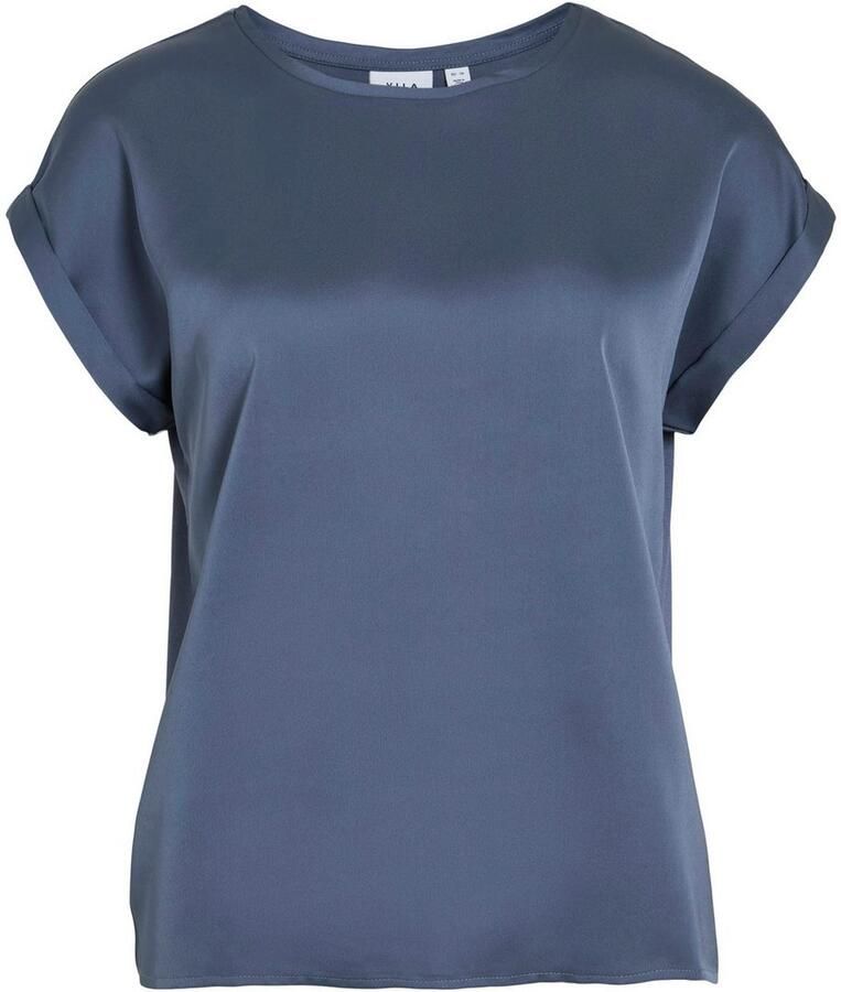 Vila Blouseshirt van satijn met ronde hals model 'ELLETTE'