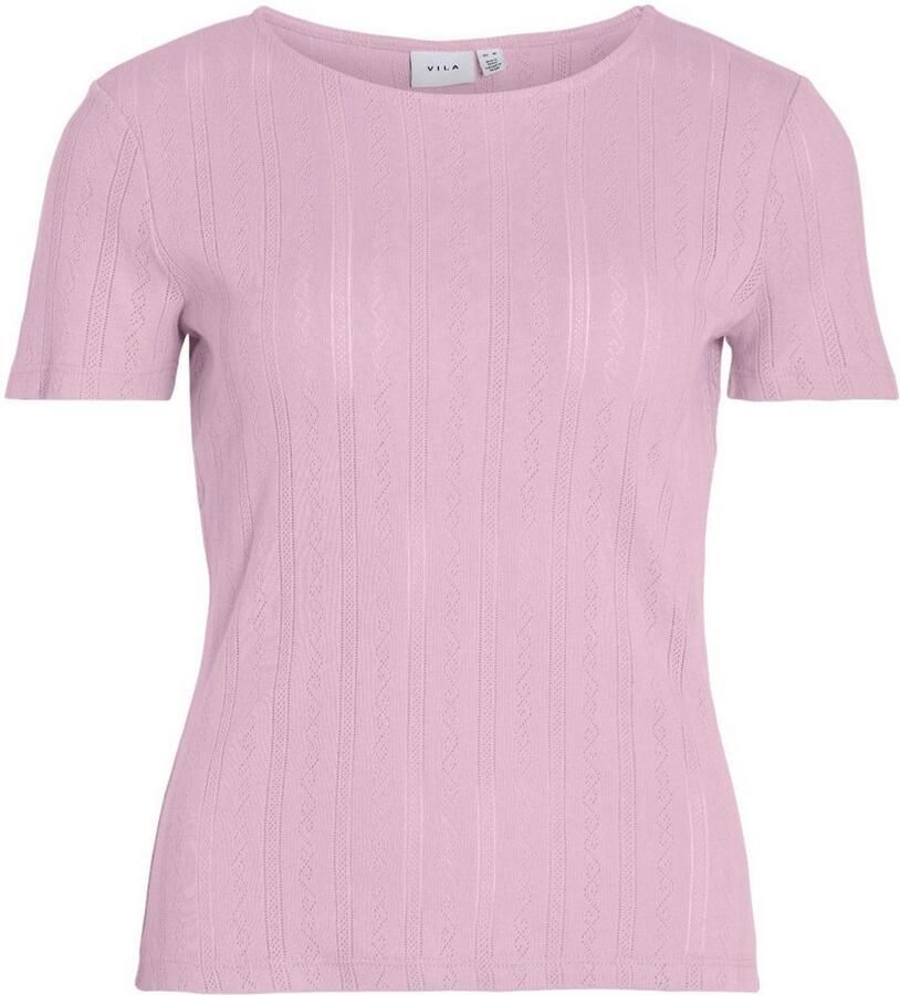 Vila Shirt met korte mouwen VIKASSIE S S POINTELLE TOP NOOS