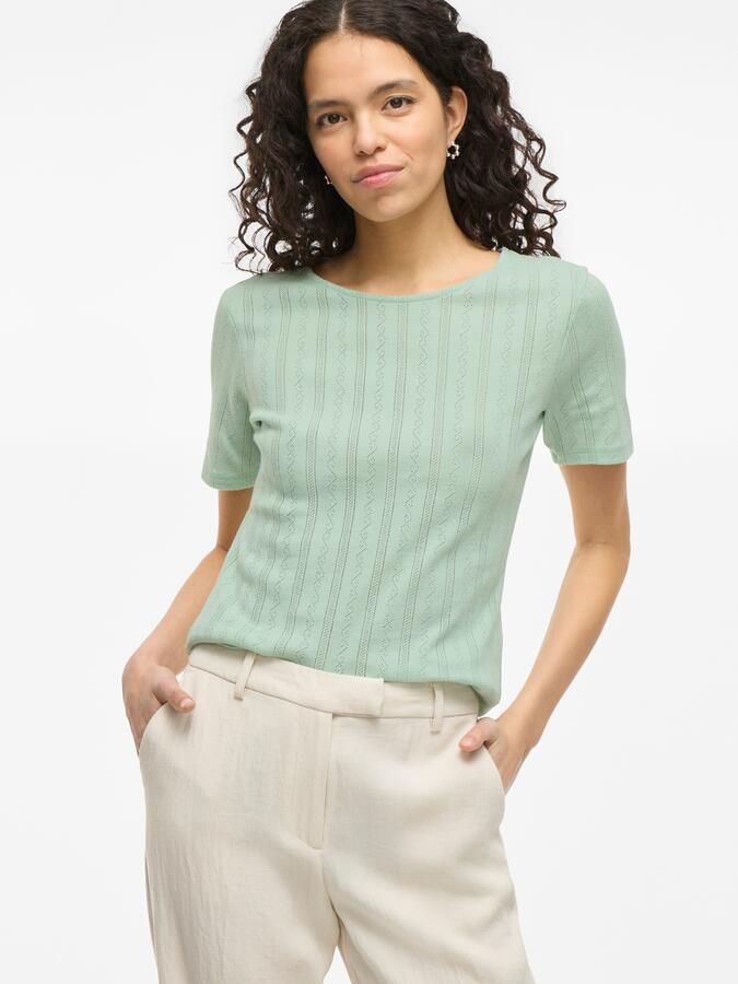 Vila Shirt met korte mouwen VIKASSIE S S POINTELLE TOP NOOS - Foto 5