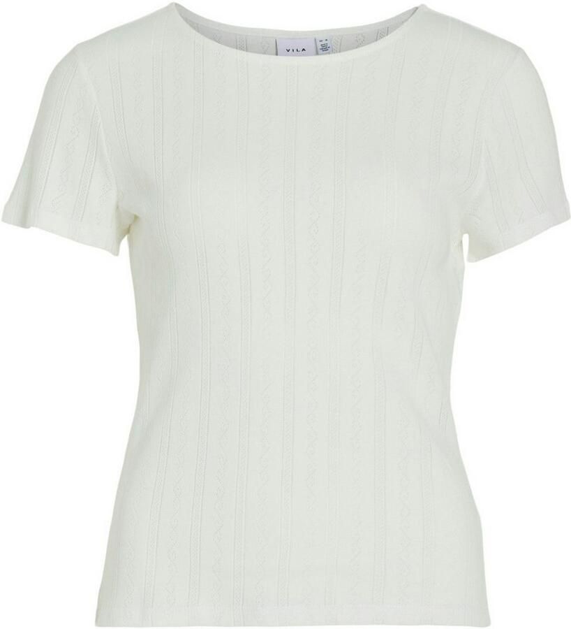 Vila Shirt met korte mouwen VIKASSIE S S POINTELLE TOP NOOS