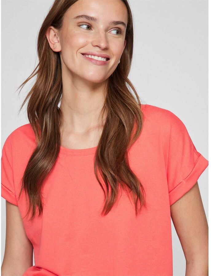 Vila Shirt met ronde hals VIDREAMERS NEW PURE T-SHIRT SU-NOOS Basic dames T-shirt met ronde hals en omgeslagen mouwen - Foto 2