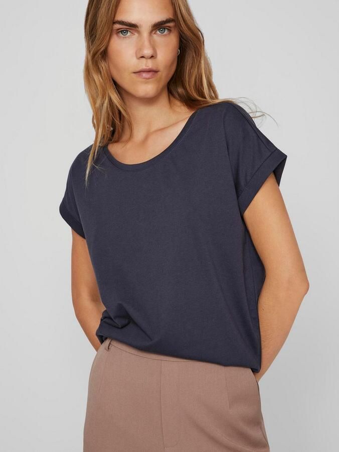 Vila Shirt met ronde hals VIDREAMERS NEW PURE T-SHIRT SU-NOOS Basic dames T-shirt met ronde hals en omgeslagen mouwen - Foto 2