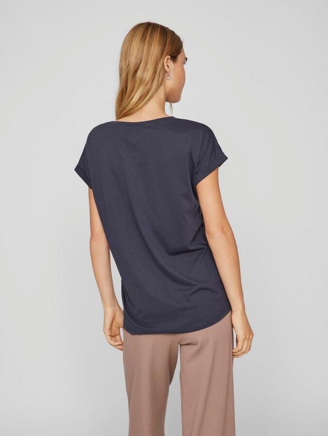 Vila Shirt met ronde hals VIDREAMERS NEW PURE T-SHIRT SU-NOOS Basic dames T-shirt met ronde hals en omgeslagen mouwen - Foto 3