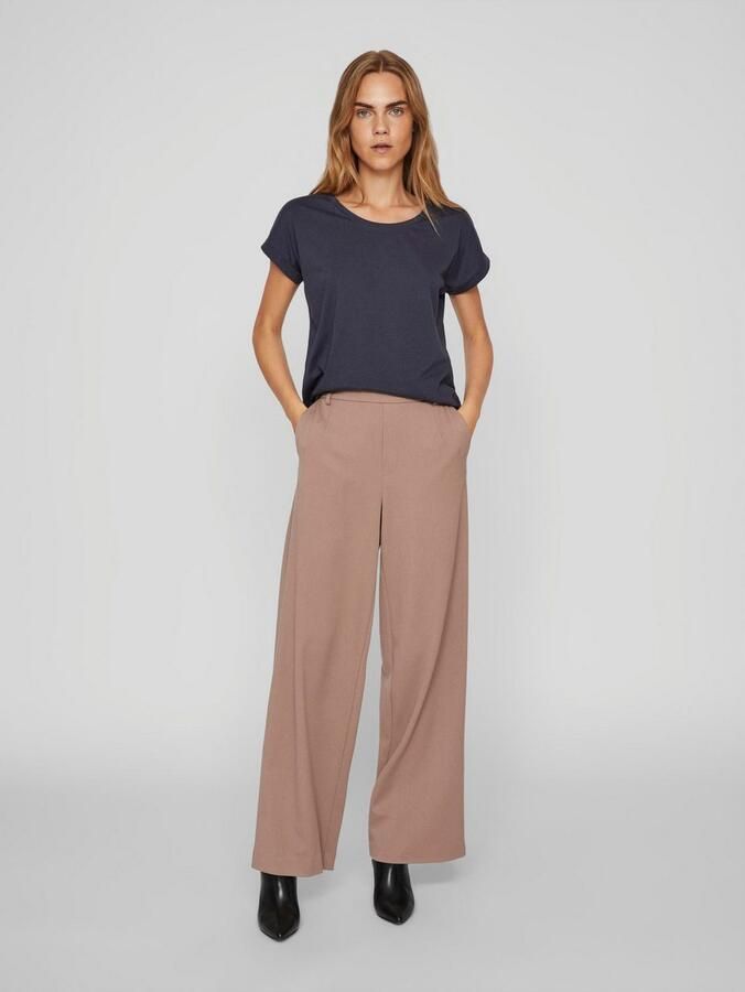 Vila Shirt met ronde hals VIDREAMERS NEW PURE T-SHIRT SU-NOOS Basic dames T-shirt met ronde hals en omgeslagen mouwen - Foto 4