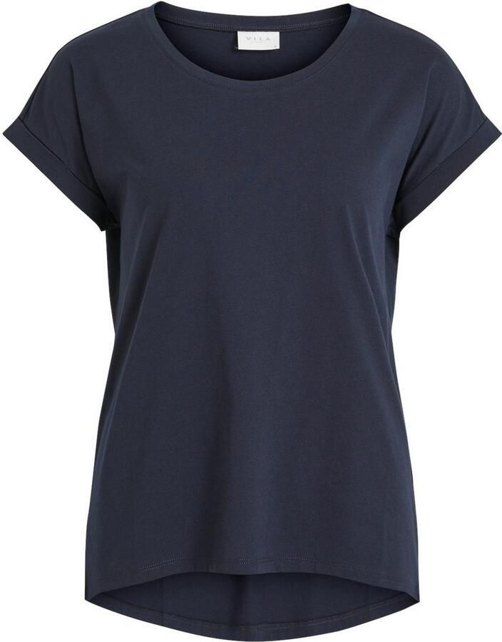 Vila Shirt met ronde hals VIDREAMERS NEW PURE T-SHIRT SU-NOOS Basic dames T-shirt met ronde hals en omgeslagen mouwen