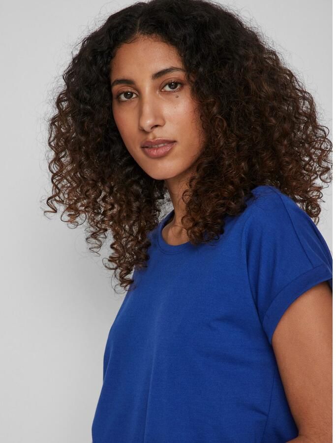 Vila Shirt met ronde hals VIDREAMERS NEW PURE T-SHIRT SU-NOOS Basic dames T-shirt met ronde hals en omgeslagen mouwen - Foto 3