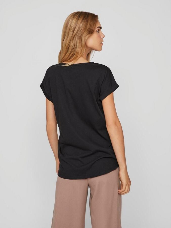 Vila Shirt met ronde hals VIDREAMERS NEW PURE T-SHIRT SU-NOOS Basic dames T-shirt met ronde hals en omgeslagen mouwen - Foto 4