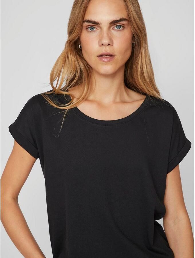 Vila Shirt met ronde hals VIDREAMERS NEW PURE T-SHIRT SU-NOOS Basic dames T-shirt met ronde hals en omgeslagen mouwen - Foto 3