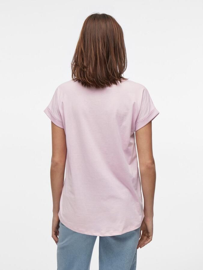 Vila Shirt met ronde hals VIDREAMERS NEW PURE T-SHIRT SU-NOOS Basic dames T-shirt met ronde hals en omgeslagen mouwen - Foto 3