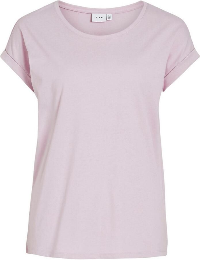 Vila Shirt met ronde hals VIDREAMERS NEW PURE T-SHIRT SU-NOOS Basic dames T-shirt met ronde hals en omgeslagen mouwen - Foto 2