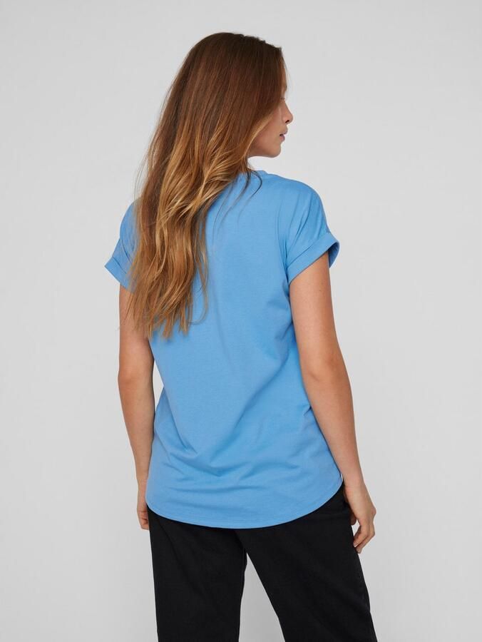 Vila Shirt met ronde hals VIDREAMERS NEW PURE T-SHIRT SU-NOOS Basic dames T-shirt met ronde hals en omgeslagen mouwen - Foto 3