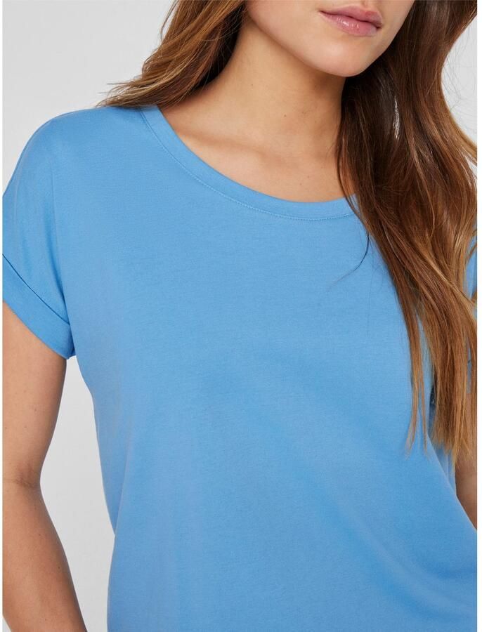 Vila Shirt met ronde hals VIDREAMERS NEW PURE T-SHIRT SU-NOOS Basic dames T-shirt met ronde hals en omgeslagen mouwen - Foto 2