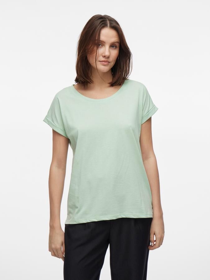 Vila Shirt met ronde hals VIDREAMERS NEW PURE T-SHIRT SU-NOOS Basic dames T-shirt met ronde hals en omgeslagen mouwen - Foto 6
