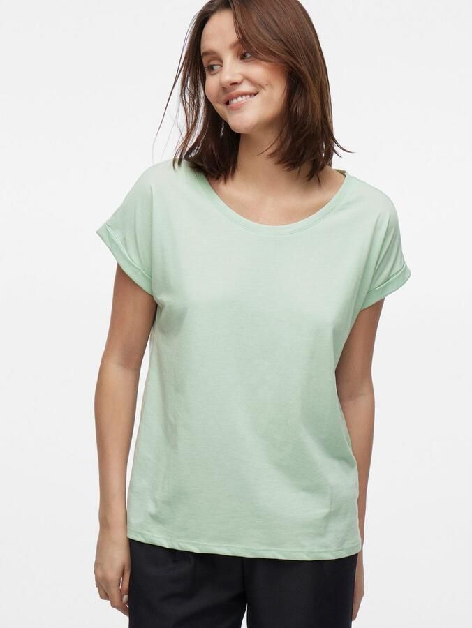 Vila Shirt met ronde hals VIDREAMERS NEW PURE T-SHIRT SU-NOOS Basic dames T-shirt met ronde hals en omgeslagen mouwen - Foto 3
