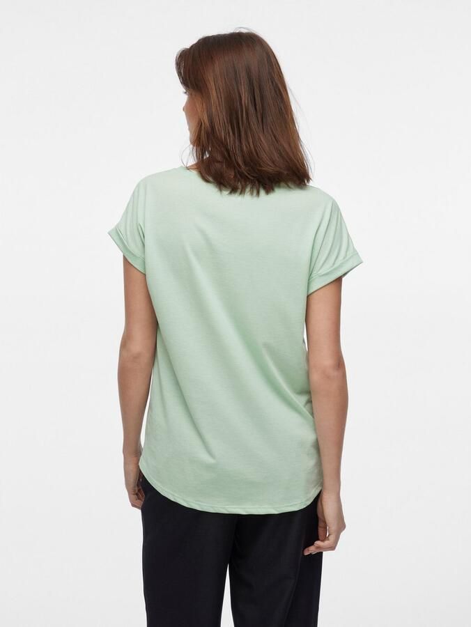 Vila Shirt met ronde hals VIDREAMERS NEW PURE T-SHIRT SU-NOOS Basic dames T-shirt met ronde hals en omgeslagen mouwen - Foto 4