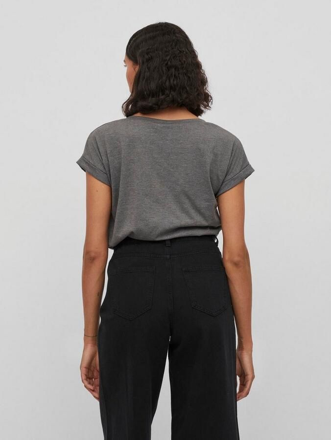 Vila Shirt met ronde hals VIDREAMERS NEW PURE T-SHIRT SU-NOOS Basic dames T-shirt met ronde hals en omgeslagen mouwen - Foto 4