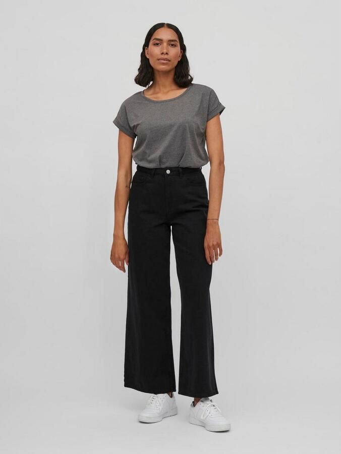 Vila Shirt met ronde hals VIDREAMERS NEW PURE T-SHIRT SU-NOOS Basic dames T-shirt met ronde hals en omgeslagen mouwen - Foto 5