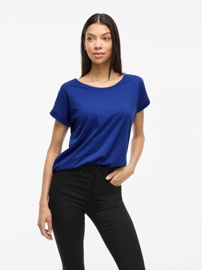 Vila Shirt met ronde hals VIDREAMERS NEW PURE T-SHIRT SU-NOOS Basic dames T-shirt met ronde hals en omgeslagen mouwen - Foto 11