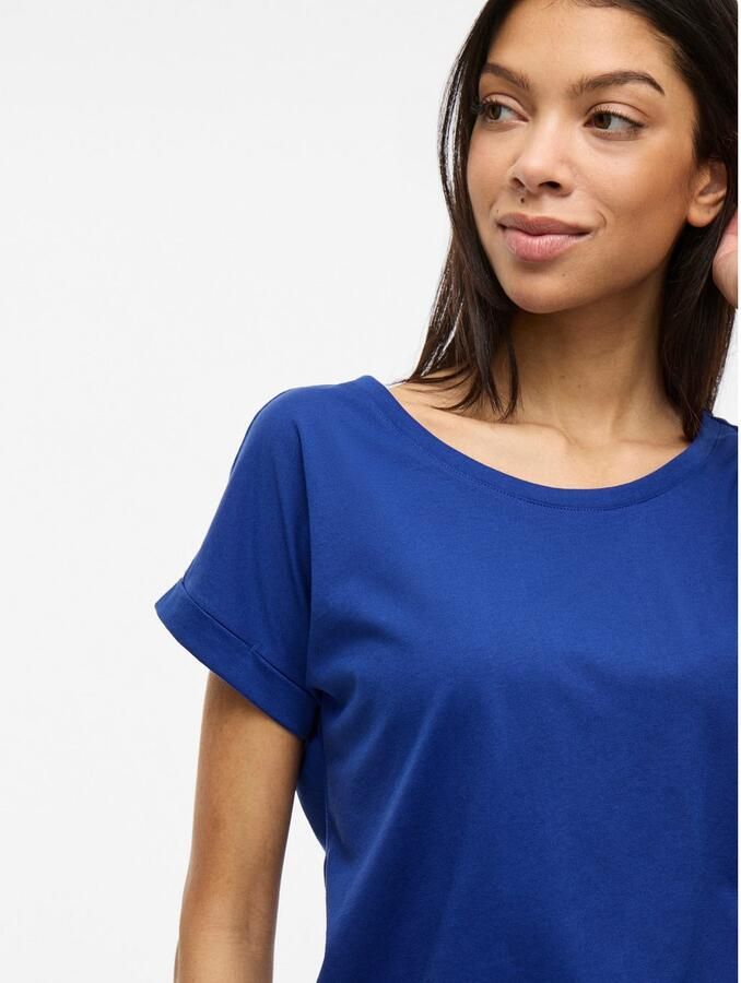 Vila Shirt met ronde hals VIDREAMERS NEW PURE T-SHIRT SU-NOOS Basic dames T-shirt met ronde hals en omgeslagen mouwen - Foto 5