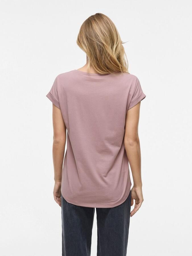 Vila Shirt met ronde hals VIDREAMERS NEW PURE T-SHIRT SU-NOOS Basic dames T-shirt met ronde hals en omgeslagen mouwen - Foto 4