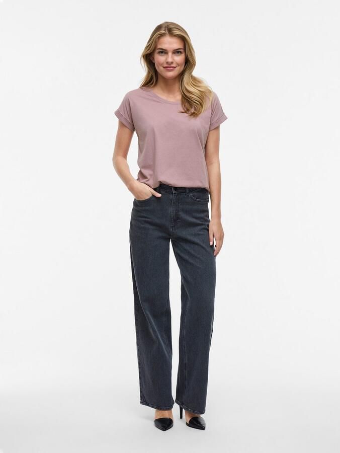 Vila Shirt met ronde hals VIDREAMERS NEW PURE T-SHIRT SU-NOOS Basic dames T-shirt met ronde hals en omgeslagen mouwen - Foto 3