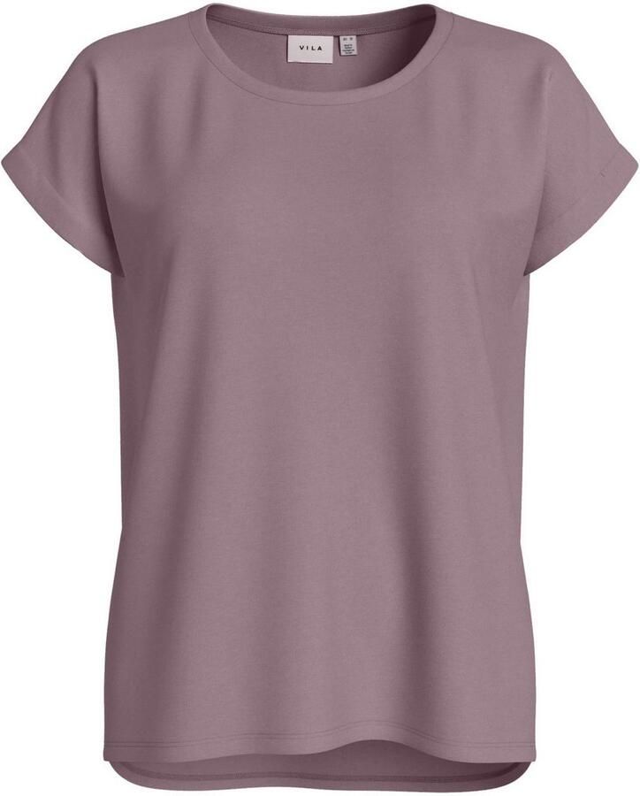 Vila Shirt met ronde hals VIDREAMERS NEW PURE T-SHIRT SU-NOOS Basic dames T-shirt met ronde hals en omgeslagen mouwen