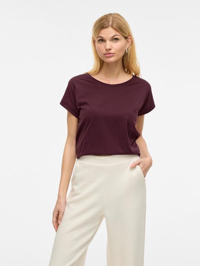 Vila Shirt met ronde hals VIDREAMERS NEW PURE T-SHIRT SU-NOOS Basic dames T-shirt met ronde hals en omgeslagen mouwen - Foto 4