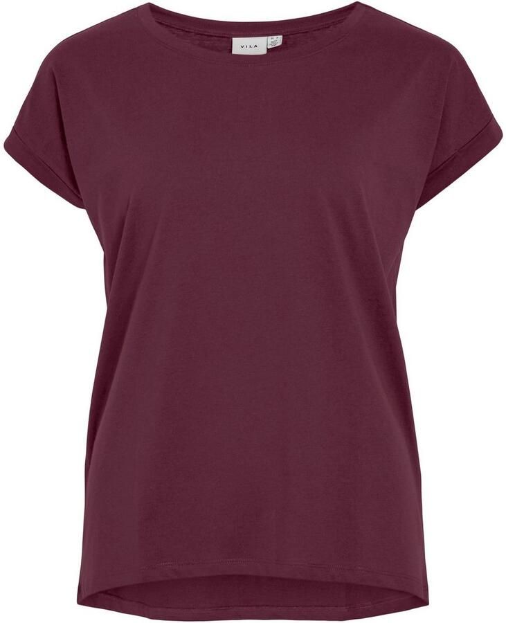 Vila Shirt met ronde hals VIDREAMERS NEW PURE T-SHIRT SU-NOOS Basic dames T-shirt met ronde hals en omgeslagen mouwen
