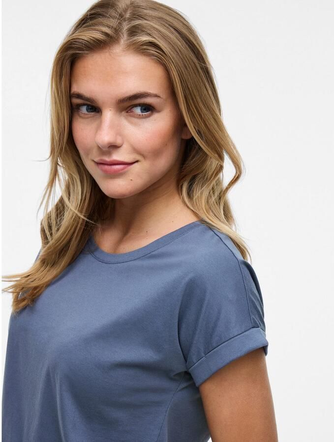 Vila Shirt met ronde hals VIDREAMERS NEW PURE T-SHIRT SU-NOOS Basic dames T-shirt met ronde hals en omgeslagen mouwen - Foto 2