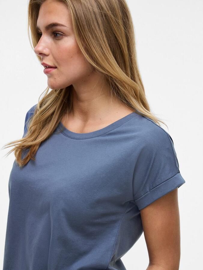 Vila Shirt met ronde hals VIDREAMERS NEW PURE T-SHIRT SU-NOOS Basic dames T-shirt met ronde hals en omgeslagen mouwen - Foto 3