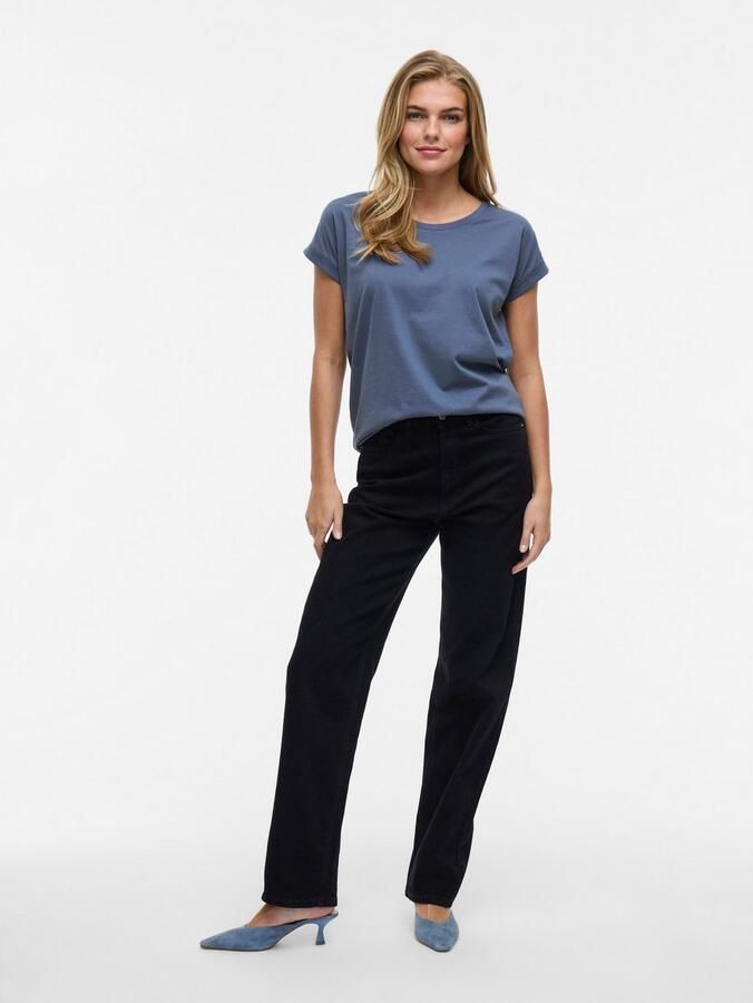 Vila Shirt met ronde hals VIDREAMERS NEW PURE T-SHIRT SU-NOOS Basic dames T-shirt met ronde hals en omgeslagen mouwen - Foto 4