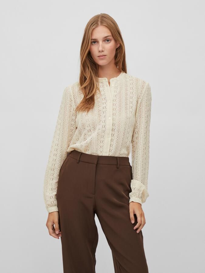 Vila Vichikka Lace L S Shirt- Noos Beige Dames - Foto 9