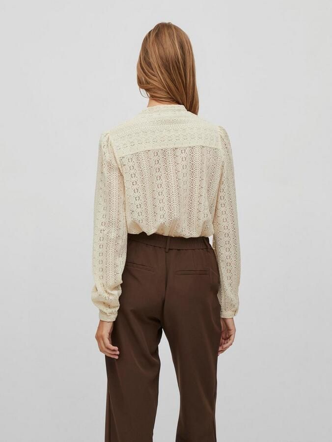 Vila Vichikka Lace L S Shirt- Noos Beige Dames - Foto 6