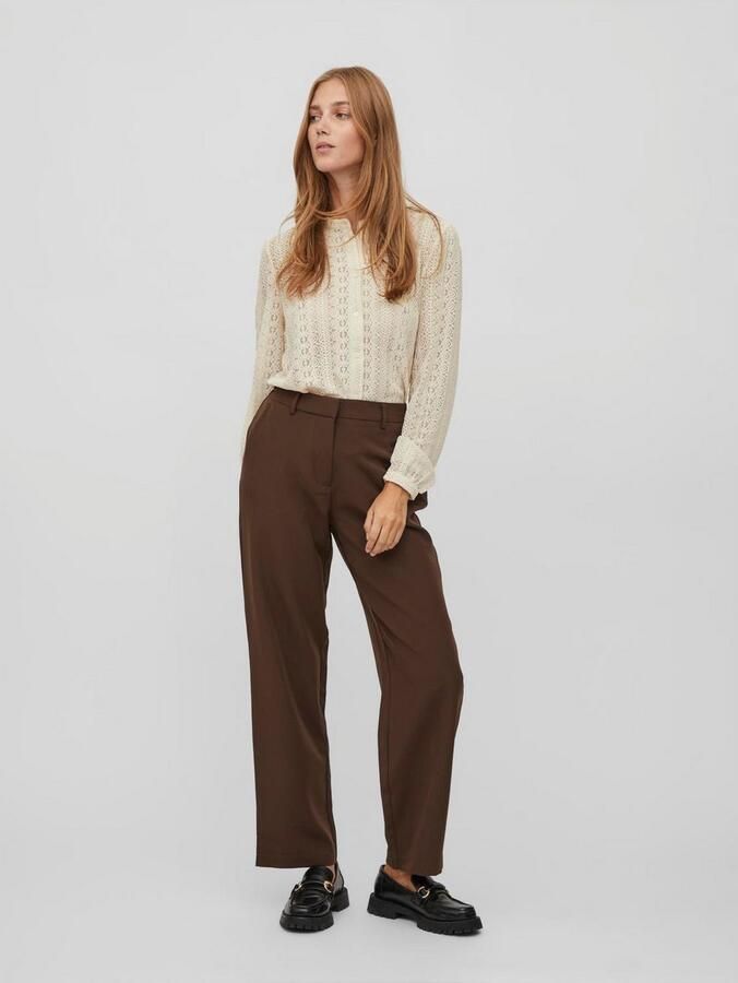 Vila Vichikka Lace L S Shirt- Noos Beige Dames - Foto 8