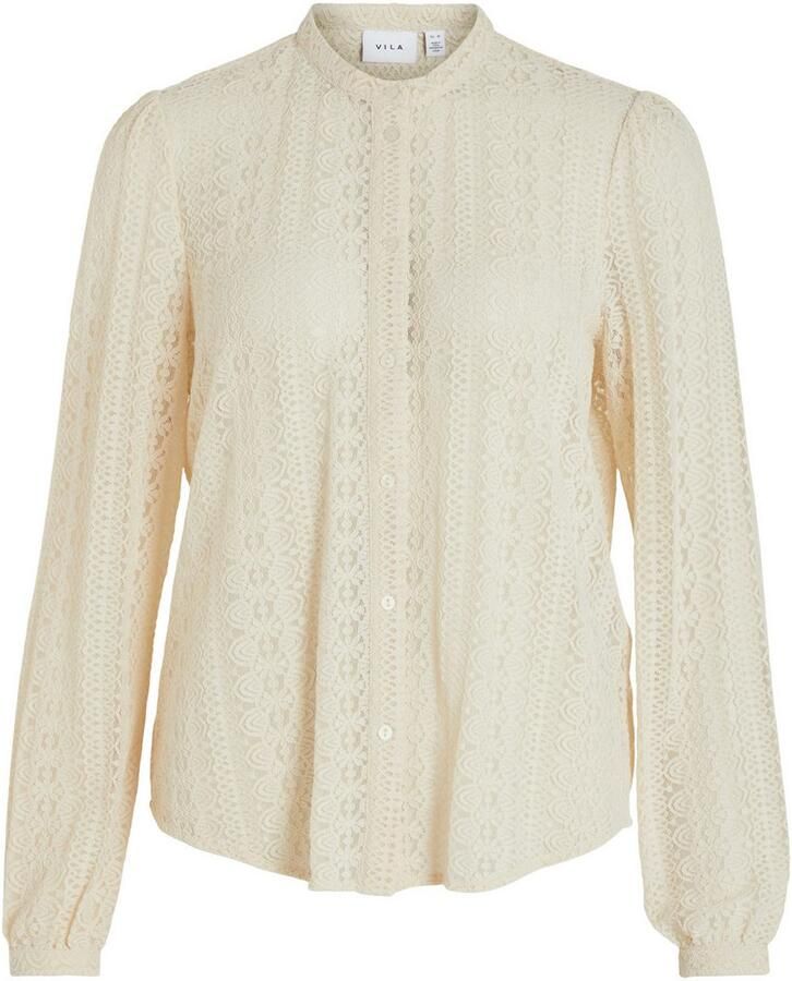 Vila Vichikka Lace L S Shirt- Noos Beige Dames - Foto 4