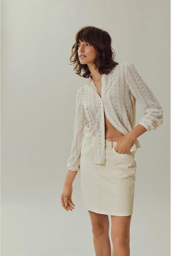 Vila Vichikka Lace L S Shirt- Noos Beige Dames - Foto 9