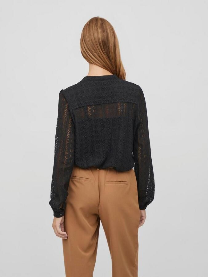 VILA geweven blouse VICHIKKA met kant zwart - Foto 5