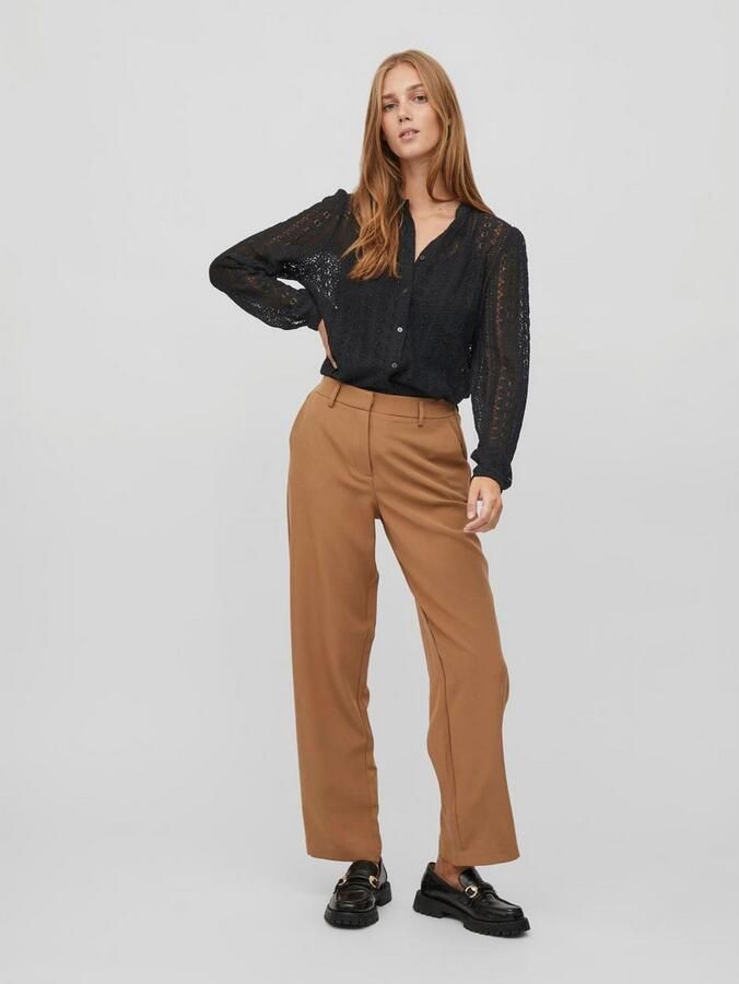 VILA geweven blouse VICHIKKA met kant zwart - Foto 7