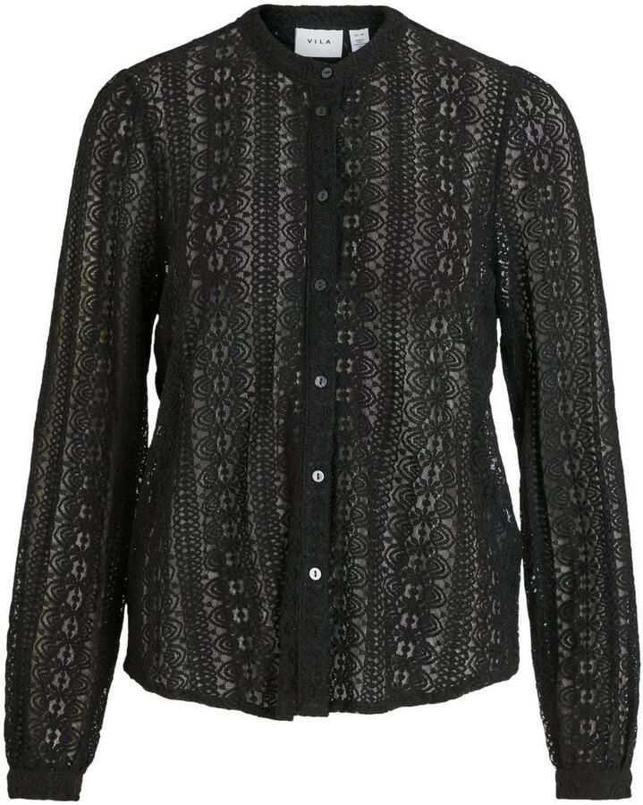 VILA geweven blouse VICHIKKA met kant zwart - Foto 3