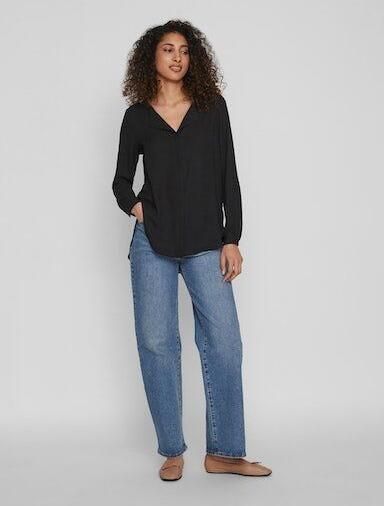 Vila zwarte semi transparante relaxed fit blouse polyester - Foto 7
